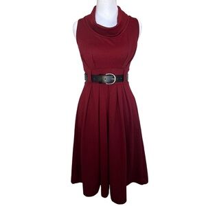 VTG Maurice’s Maroon Cowl Neck Sleeveless Midi Dress (belt not included)